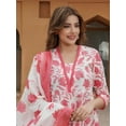thumbnail image 2 of KALINI Floral Printed Anarkali Pure Cotton Kurta with Trousers & Dupatta - Indian Ethnic Traditional Wear Kurta Set, 2 of 7