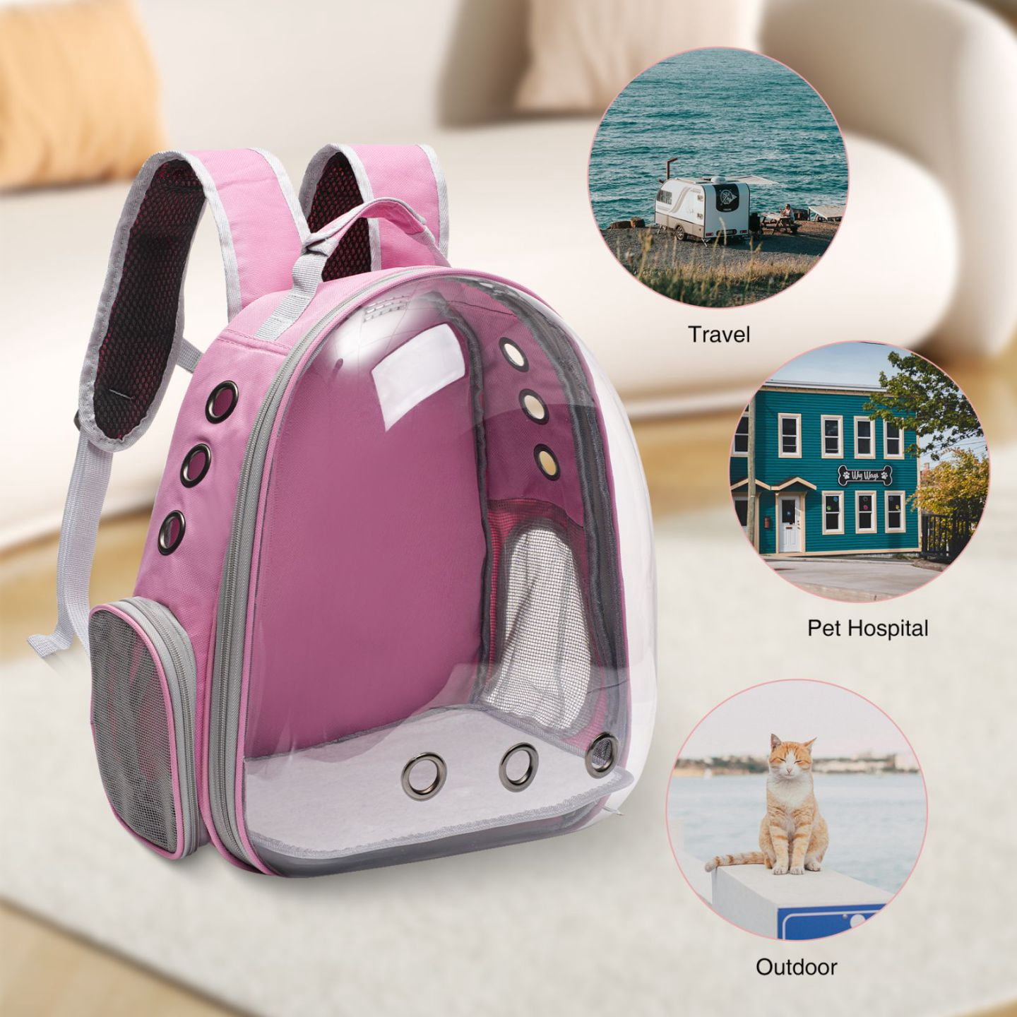 Vivicreate Cat Backpack Carrier, Ventilated Pet Bag for Small Dogs and Cats, Breathable Travel Carrier