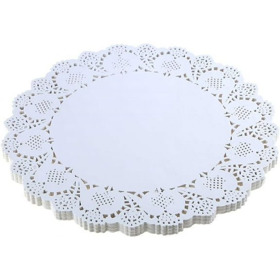 100Pcs Disposable Round Paper Doilies,12x12In Disposable Rustic Lace Doily for Home,White Disposable Lace Paper Doilies for Party,Wedding