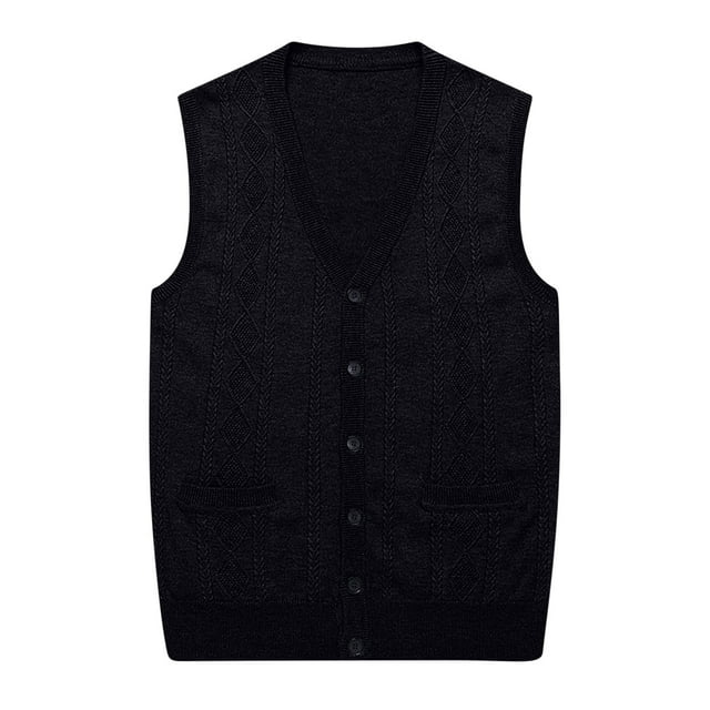 LOVZFMLL Jackets for Men's Wool Sleeveless Waistcoat Loose Knitted Solid Color Cardigan