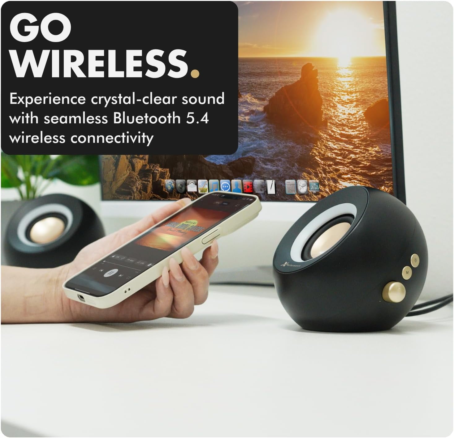 X9 Performance Black Computer Speakers for Desktop PC - Bluetooth, Aux, and USB Speakers with RGB Lighting for Desk Top, Laptops, Tablet