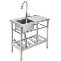 Luku Stainless Steel Sink, NSF Commercial Restaurant Kitchen Sink Set with Faucet and Cold & Hot Water Pipe, Single Bowl Sink (30 in)