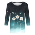 thumbnail image 5 of Juesizh T Shirts for Women Plus Size Crew Neck Shirts Trendy Loose Print 3/4 Sleeve Pullover Tee Shirts, S-5XL, 5 of 8
