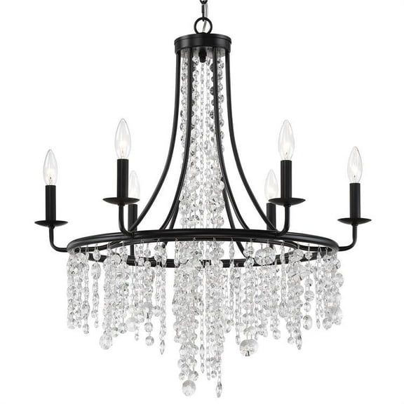 6 Light Chandelier-Matte Black Finish -Traditional Installation Crystorama Lighting Gab-B7306-Mk