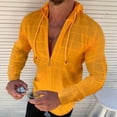 thumbnail image 3 of Camiseta con capucha y cordón a cuadros con estampado de puntos, Tops fasionables de manga larga delgados para hombres, 3 of 6