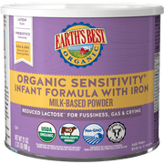 (4 pack) Earths Best Organic Sensitivity Powder Baby Formula with Iron DHA & ARA, 21 oz Canister