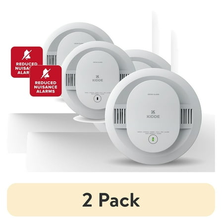 (2 pack) Kidde Battery-Operated Photoelectric Smoke Detector Alarm, 5-inch, Batteries Included