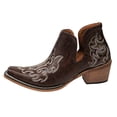 thumbnail image 3 of Crunowin Women's Ankle Boots, Embroidered Fall Chunky Mid Heel Trendy Shoes Coffee 8.5, 3 of 10