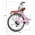 thumbnail image 6 of Ktaxon 24 Inch Folding Beach Cruiser Bike, 7 Speed Womens Bike with Foldable Basket, Lock & Rack, Pink, 6 of 8