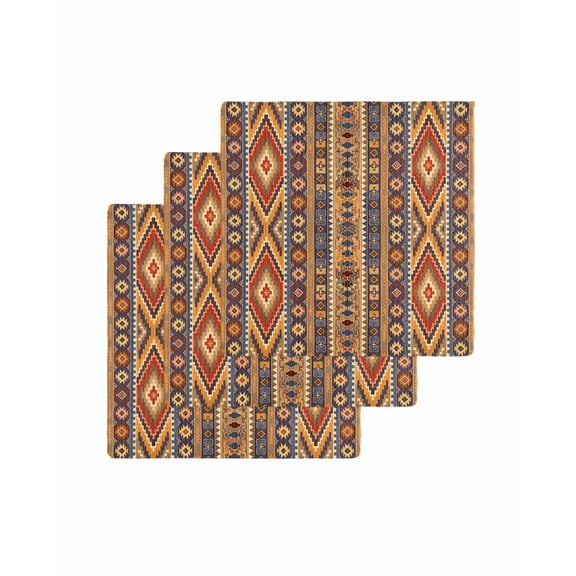 Southwest Boho Kitchen Dish Towels for Drying Dishes Set of 3, Retro Farmhouse Abstract Geometric Striped Waffle Weave Microfiber Terry Hand Tea Bathroom Towels Quick Dry & Absorbent Towel 12x12