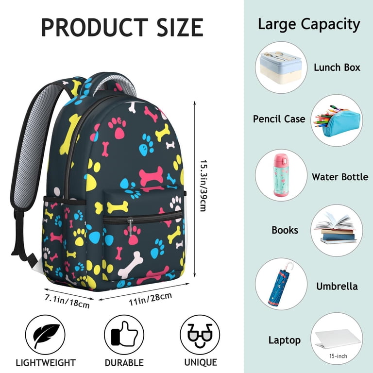 Large 16 Inch Backpack Daypack Spacious Capacity Dog Print Design Cute Dog Pattern Backpack for Women Men - Lightweight School  main image 3