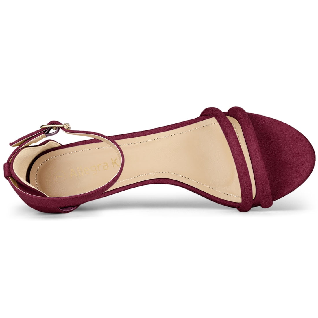 DARING DIVA Women's Kitten Heel Ankle Strap Sandals for Fashionable Occasions Burgundy 8.5
