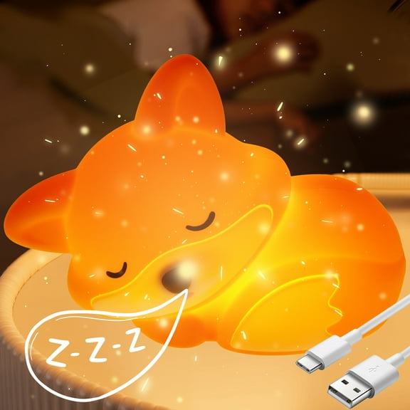 Cute Fox Lamp, Fox Night Light 2 Level Dimmable Kids, Rechargeable Nursery Nightlight with Timer and Touch Control for Boys Girls Baby