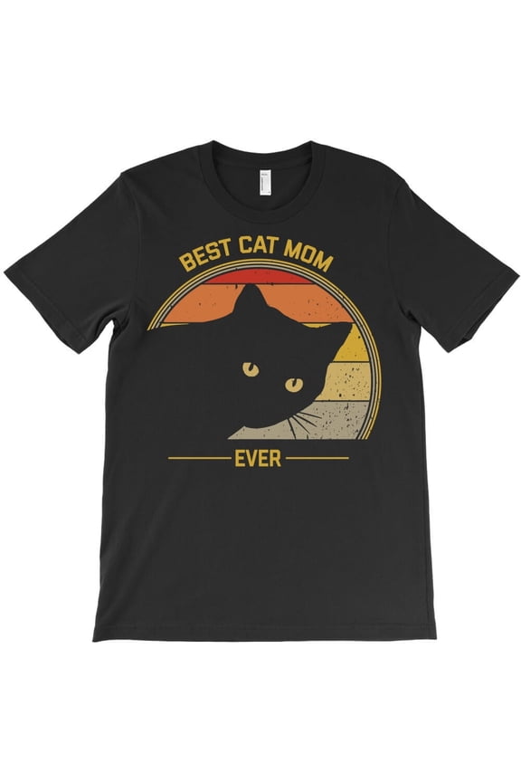 Best Cat Mom Ever Vintage, Funny Black Cat Graphic Tee, Parent H24501 Unisex T-Shirt, Up to 5XL Available
