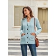 thumbnail image 2 of Womens Long Sleeve Cable Knit Sweater Open Front Cardigan Button Loose Outerwear, 2 of 5