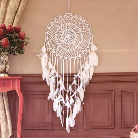 Jesscasday Boho Feather Dream Catcher LED Fairy Lights Nordic Decor Wall Hanging Ornaments