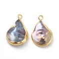 thumbnail image 2 of Baroque Natural Keshi Pearl Pendants Teardrop Charms with Brass Loops Blue Light golden 17~22x13~14x4~5mm Hole: 1.6~1.8mm, 2 of 4