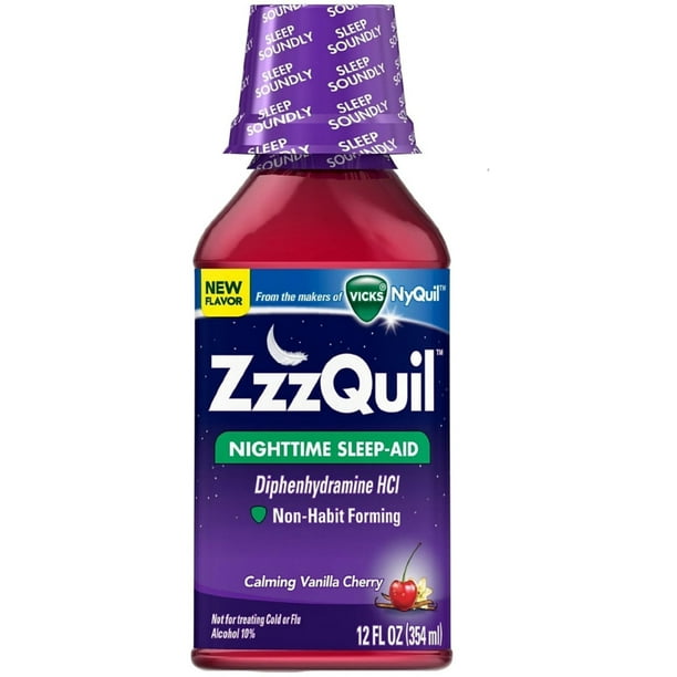 ZzzQuil Nighttime SleepAid, Calming Vanilla Cherry 12 oz (Pack of 6