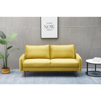 Kingway Furniture Aurora Velvet Living Room Sofa in Goldenrod