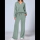 thumbnail image 4 of Conjuntos de Dos Piezas para Mujer, Cuello en V, Conjuntos Casuales A Juego, Ropa de Estar por Casa, Ropa de Otoño, Conjuntos de Viaje, Moda Verde XXL, 4 of 6