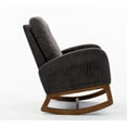 thumbnail image 3 of Rocking Chair Upholstered Rocking Chair with Fabric Padded Seat and Solid Wood Base, Comfortable Rocker Office Rocking Armchair Living Room Chair(Dark Gray), 3 of 8