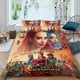 thumbnail image 2 of Descendientes: El Auge de Red Conjunto de sábanas temático, trío de piezas, cómodo y amigable con la piel, diseño único, regalo de decoración para el hogar para familiares, amigos y fans,173cm *218cm, 2 of 6