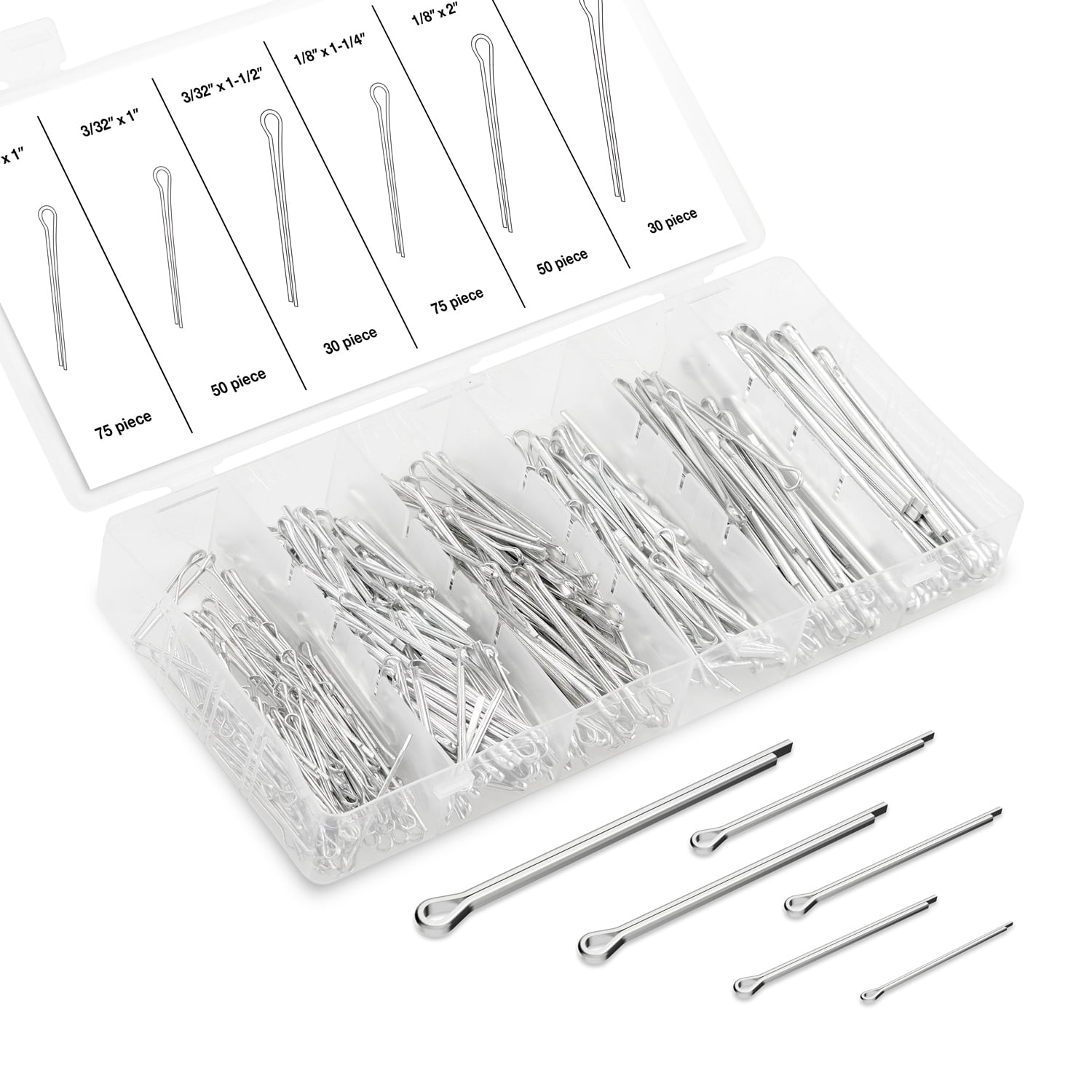 555PC Cotter Pin Clip Key Fitting Assortment Tool Kit Set w/ Case Container Box 