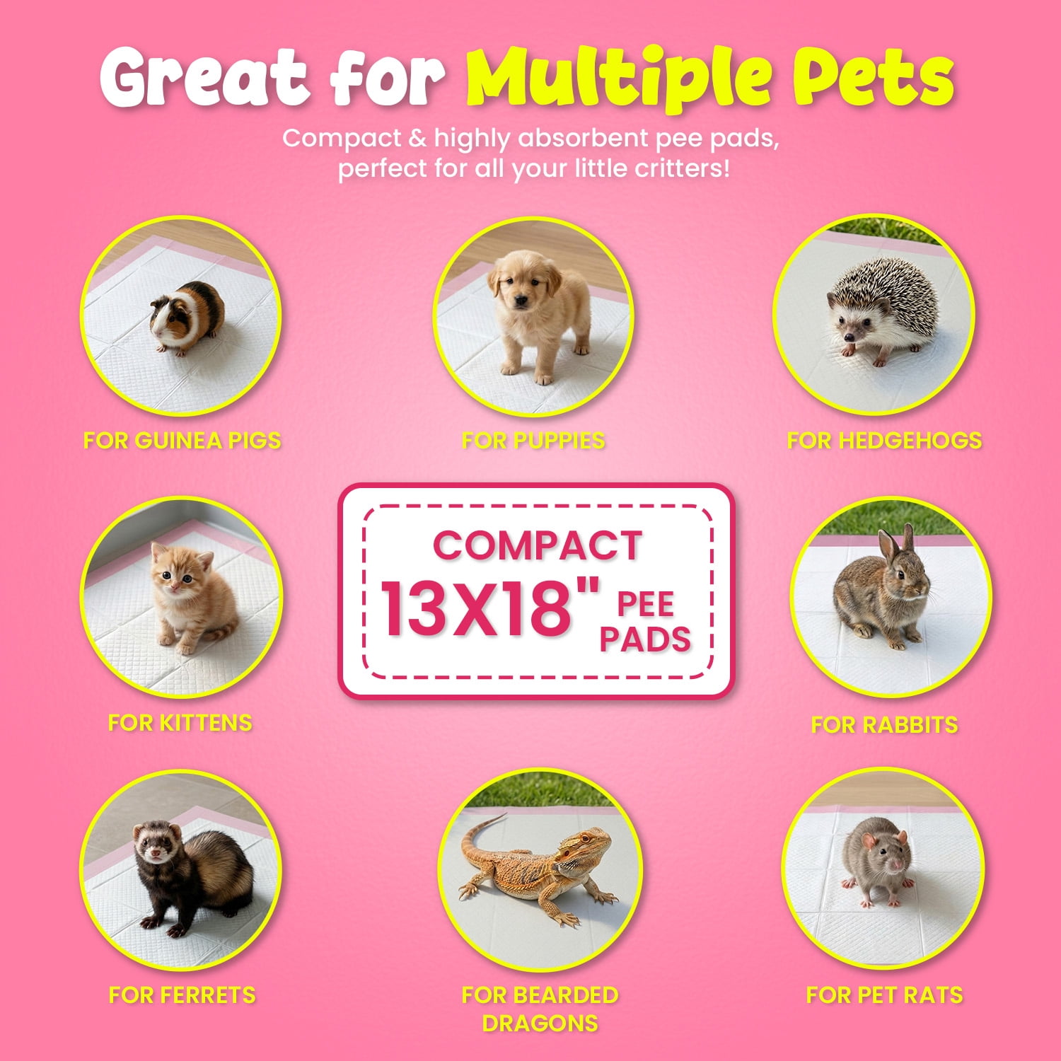 FPN Puppy Pads Pink , 18X13 in 100Pack, Pet Toilet Training Pad Ultra Absorbent, Leak-Proof  for Puppies, Pee pad for Dogs & Small Pets 5-Layer Protection