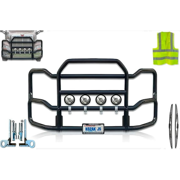 Kozak Compatible with 579 2013-2020 Front Grille Deer Moose Brush Bumper Guard Large Black