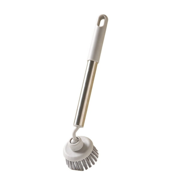 Cepillo de limpieza de ollas de mango largo con cabezal giratorio de 360 grados, cepillo de cerdas suaves grandes para fregar utensilios de cocina, azulejos, duchas y bañeras. Estropajo ergonómico de