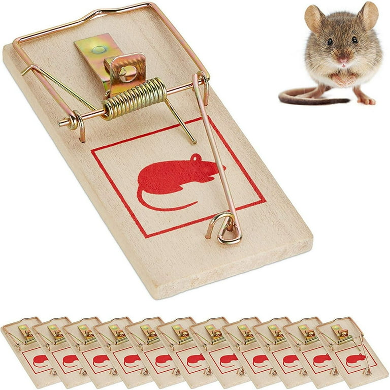 12Pcs Set Wood and Metal Reusable Rat and Mouse Traps Classic Mice