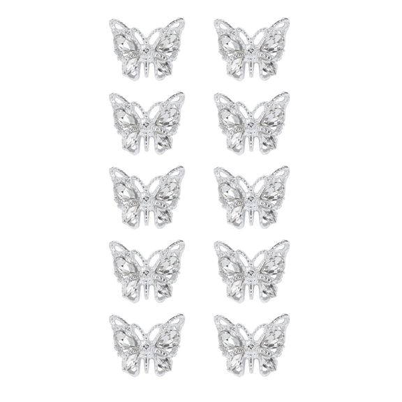 Crystal Metal Butterfly Nail Charms Gold Silver Jewelry Art Deco DIY Rhinestone
