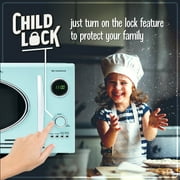 Nostalgia 0.9 cu ft Retro Microwave Oven, 800W Countertop Microwave Oven with LED Display, Aqua