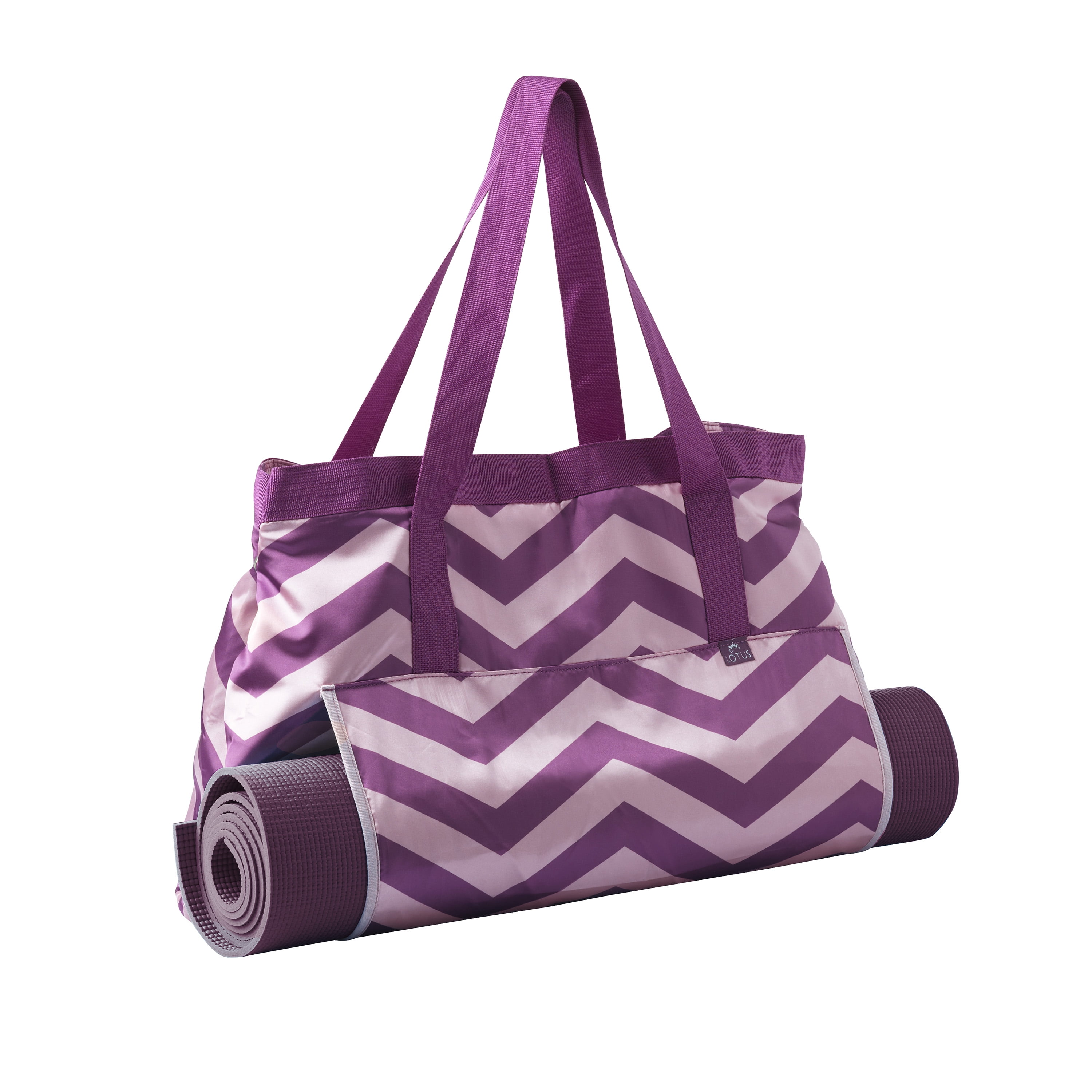 Lotus Yoga Deluxe Tote with Storage Pockets & Loop Design