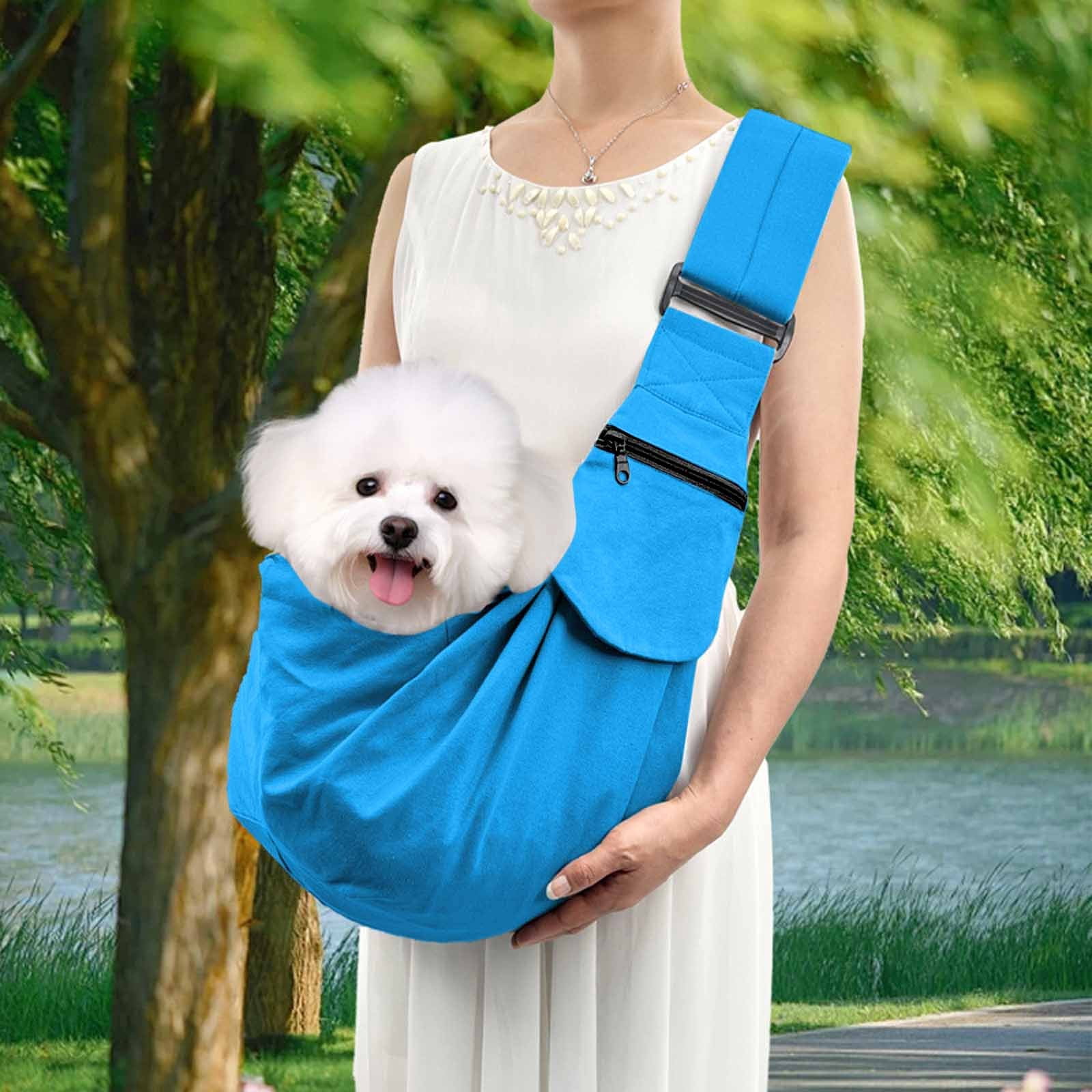 YAYUBA Cat Carrier Sling Bag, Soft Comfortable Cat Carrier Pouch Dog Carriers for Small Dogs Widened Shoulder Straps with Outer Pocket for Outdoor Walking and Travel,Blue