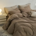 thumbnail image 2 of MooMee Duvet Cover Set Cal-King 100% Washed Cotton Twill Ultra-Soft Breathable Linen Like 3-Piece (Bombay Brown, 104"x98"), 2 of 7