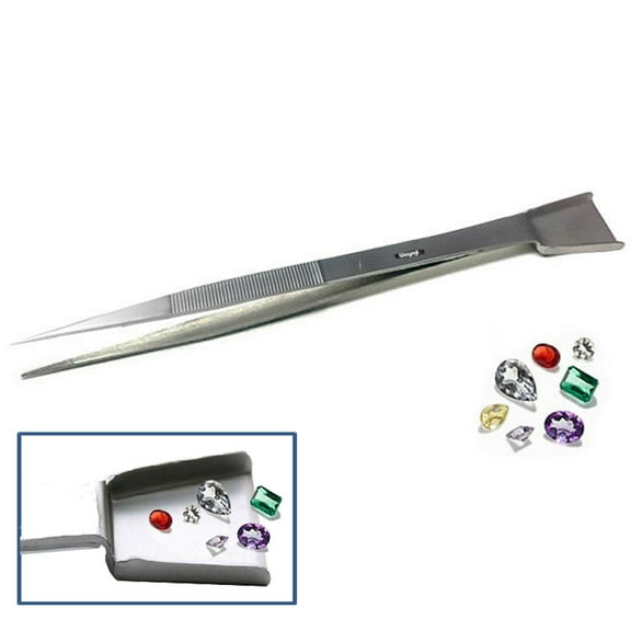 Diamond Tweezers with Scoop For Stones Bead Work Gemologist Tweezers Shovel PRO