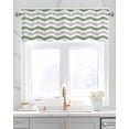 thumbnail image 2 of Sage Green Grey Kitchen Valances for Windows Farmhouse Linen Window Valance Curtain for Living Room Window Treatment Abstract Geometric Ocean Wave Stripe Valance Rod Pocket Topper Drape, 42 x 12 Inch, 2 of 6