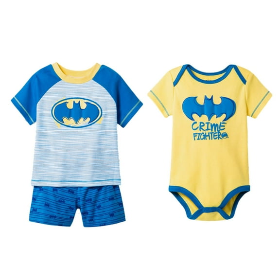 Infant Boys 3 Piece Batman Outfit Shorts Top & Bodysuit Newborn
