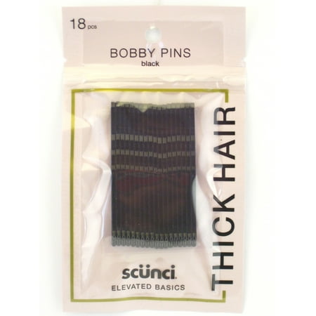 Scunci Black Bobby Hair Pins For Thick Hair  - 18