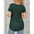 thumbnail image 5 of JYLFC Womens Shirts Summer Crew Neck Shirts Basic Short Sleeve Tshirt Loose Fit Casual Tunic Tops Green, L, 5 of 7