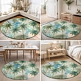 thumbnail image 4 of Round Area Rugs 6Ft, Tropical Plants Non-Slip Washable Circle Rugs Carpet, Summer Coastal Beach Coconut Tree Green Indoor Outdoor Rug Floor Mats Throw Runner for Bedroom Living Room Bathroom, 4 of 8