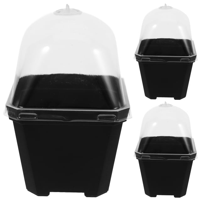 3 Sets Plant Nursery Pots With Humidity Domes Plastic Lids For Plant Pots Plant Container Propagation Pots Propagation Dome Seedling Dome