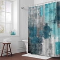 thumbnail image 5 of Teal Gray Block Fabric Shower Curtain Abstract Art Washable Shower Curtains for Bathroom, Waterproof Bath Curtain with Hooks Home Decor 36x72in, 5 of 8