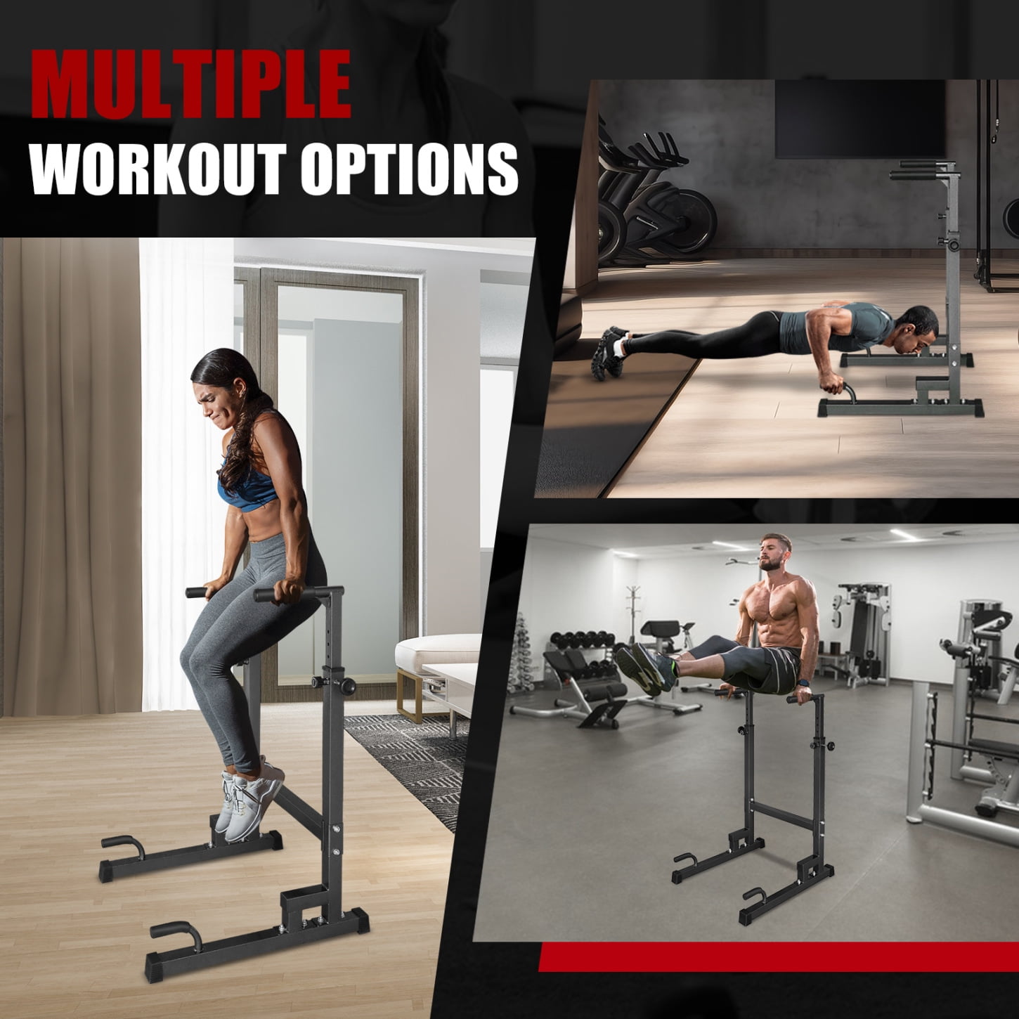 Multi-Function Pull-Up Push-Up Trainer with Durable Steel Frame, 280LB Capacity - Adjustable Height Home Gym Equipment for Adults (Indoor/Outdoor Use)
