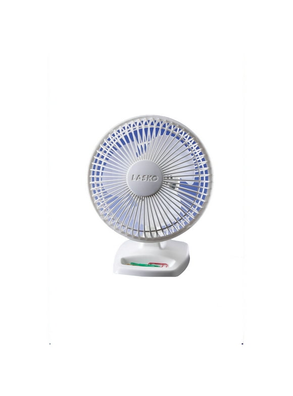 Lasko 6" Personal 2-Speed Table Fan with Storage Tray, 9" H, White, 2002W, New