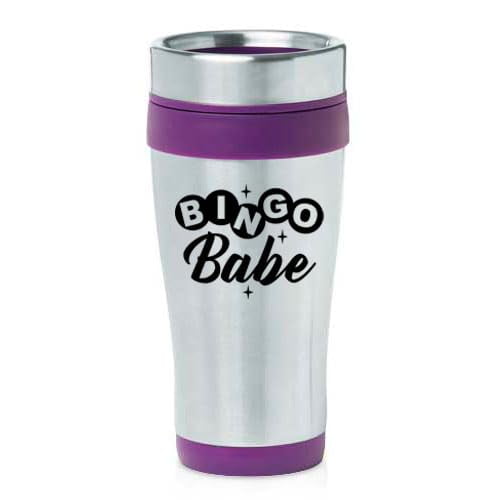 16oz Insulated Stainless Steel Travel Mug Coffee Mug Tumbler Bingo Babe (Purple)