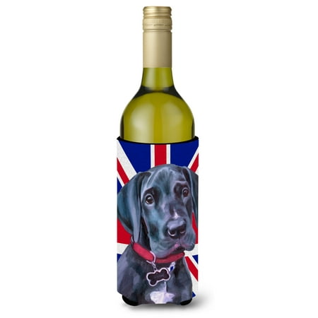 

Carolines Treasures LH9600LITERK Black Great Dane Puppy with English Union Jack British Flag Wine Bottle Hugger Wine