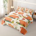 thumbnail image 3 of Erosebridal Kawaii Capybara Quilt Full for Boys Girls, Summer Leaf Plant Full Bedspread Sets, 3 Pieces, 3 of 7