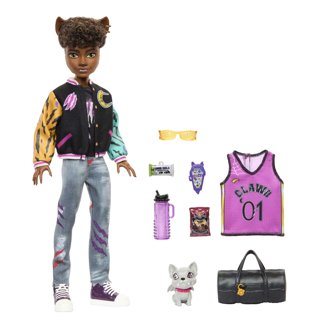 Monster High Clawdeen Wolf Doll with Pet Dog, Purple Streaked Hair